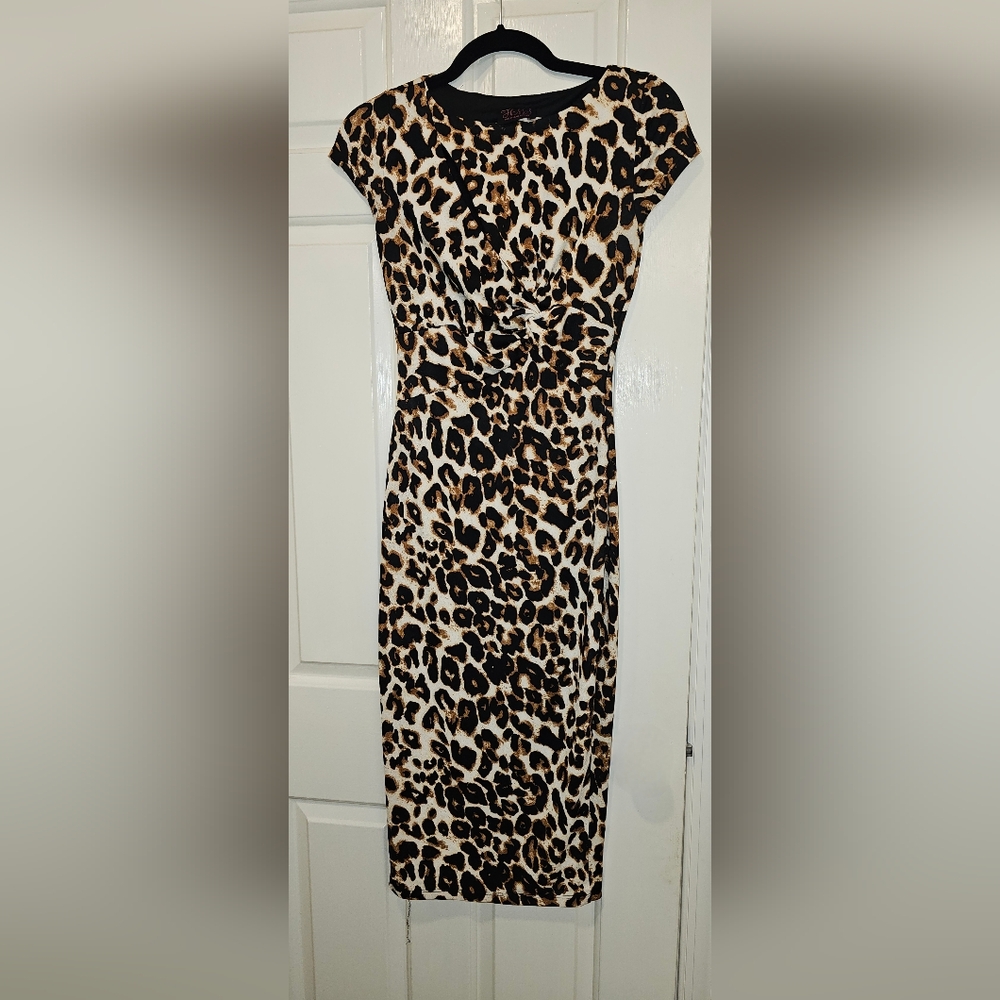 HMS Leopard Print Cutout Bodycon Dress – Size Small